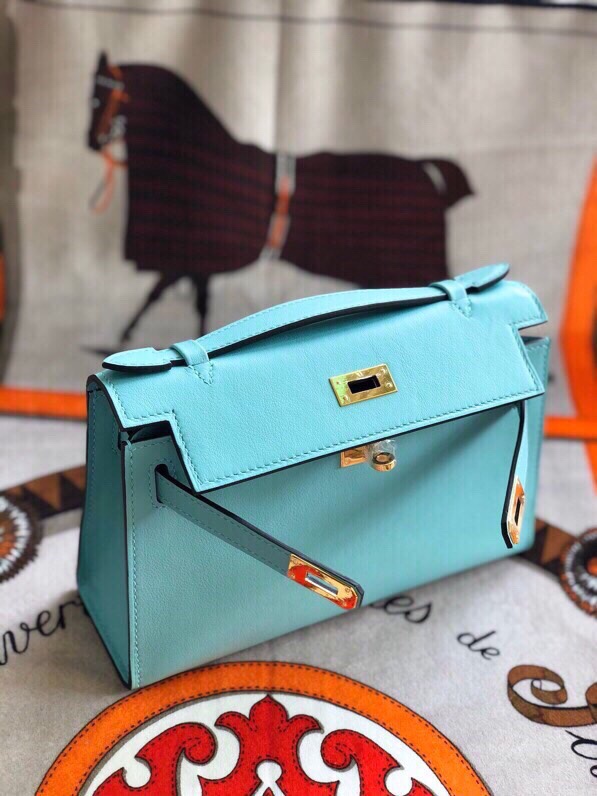 에르메스 미니 켈리백22 블루파온 금장 스위프트